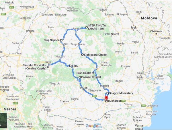 map of the Halloween in Romania -Romania private tour